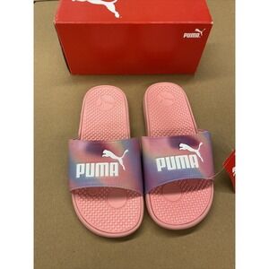 New Puma‎ Cool Cat Prismatic BX JR Slide Sandals Junior 5C Kids Youth Pink Lilac